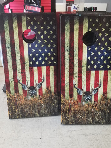 Hunting Deer  cornhole skins - Marcum Custom Graphics