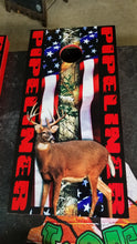 Pipeliner Deer American Flag Cornhole Skins America - Marcum Custom Graphics