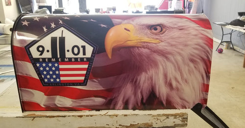 9/11 American Flag and Eagle Mailbox - Marcum Custom Graphics