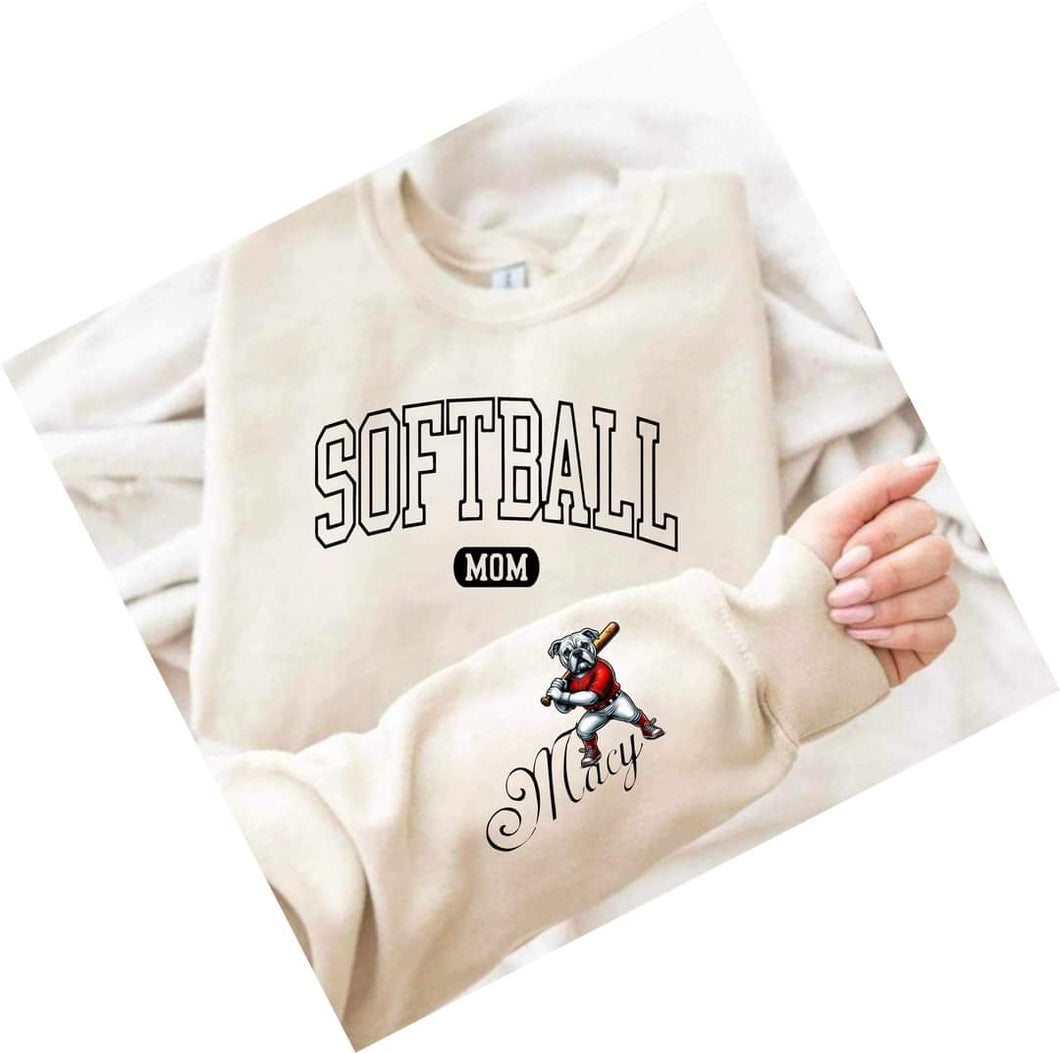 Softball Mom shirt bulldog sleeve - Marcum Custom Graphics