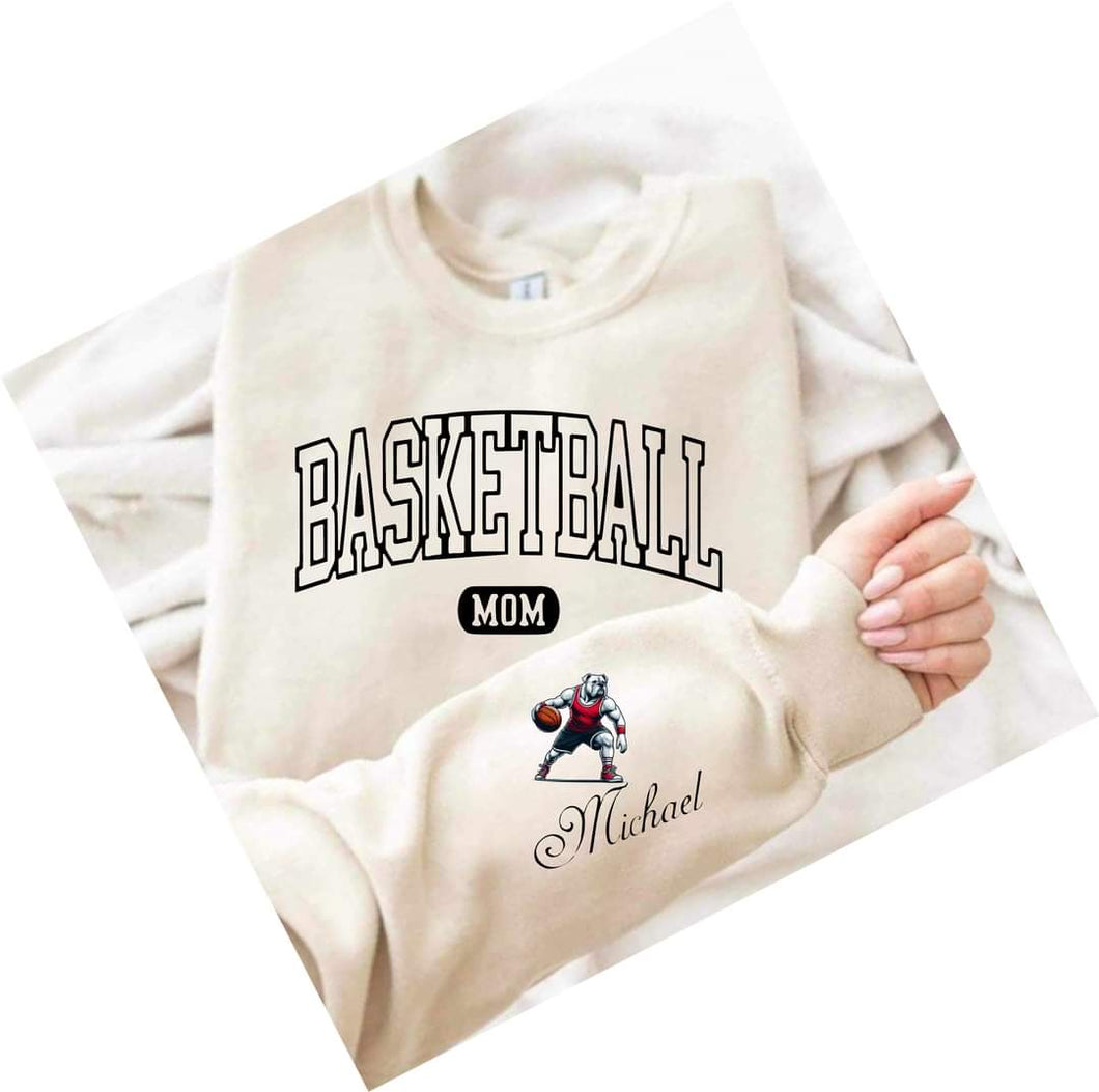Basketball Mom shirt bulldog sleeve - Marcum Custom Graphics