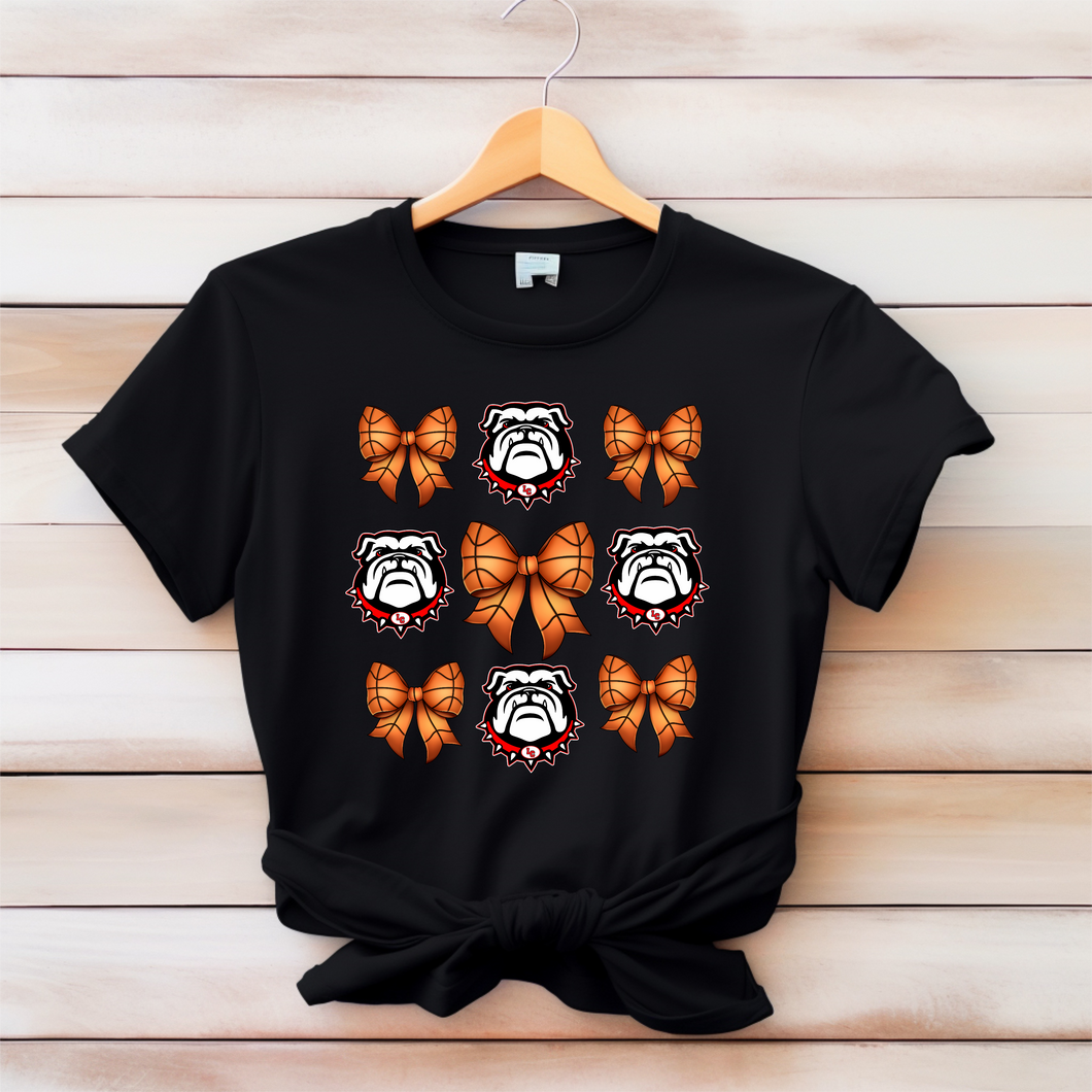 Bulldogs and Basketball Bows tshirt - Marcum Custom Graphics