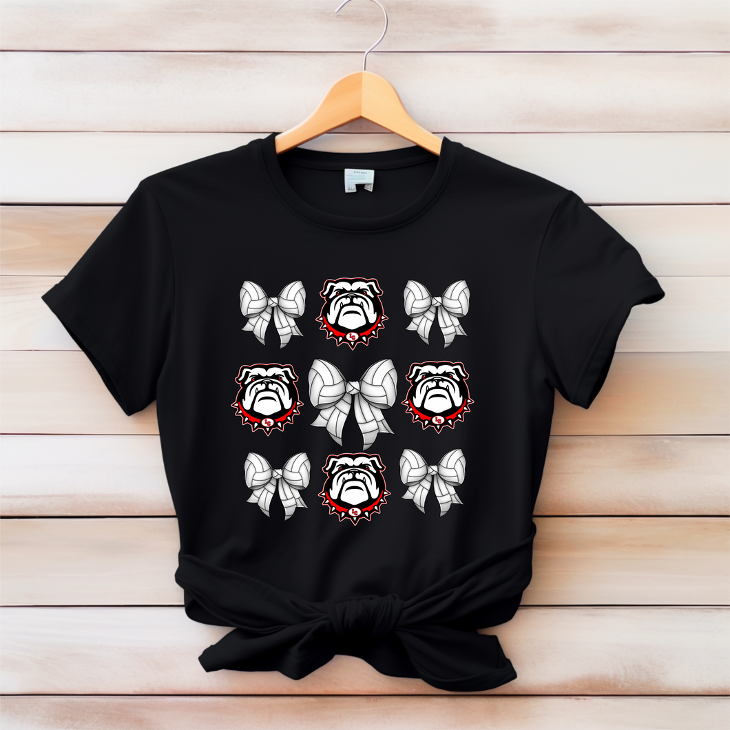 Bulldogs and Volleyball Bows tshirt - Marcum Custom Graphics