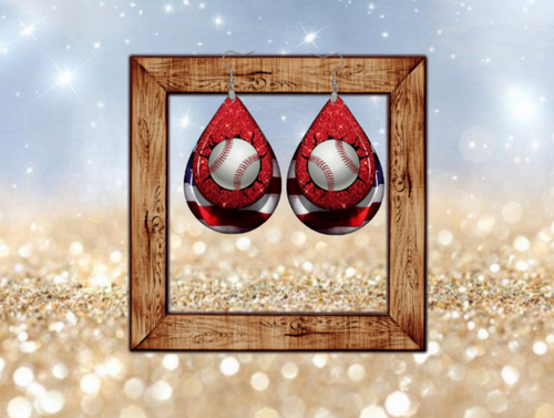 Baseball teardrop earrings - Marcum Custom Graphics