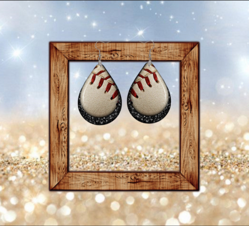 Baseball teardrop earrings - Marcum Custom Graphics