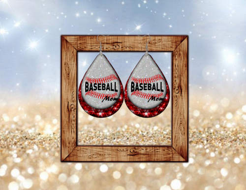 Baseball mom teardrop earrings - Marcum Custom Graphics