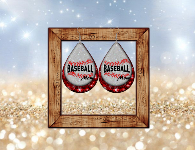 Baseball mom teardrop earrings - Marcum Custom Graphics