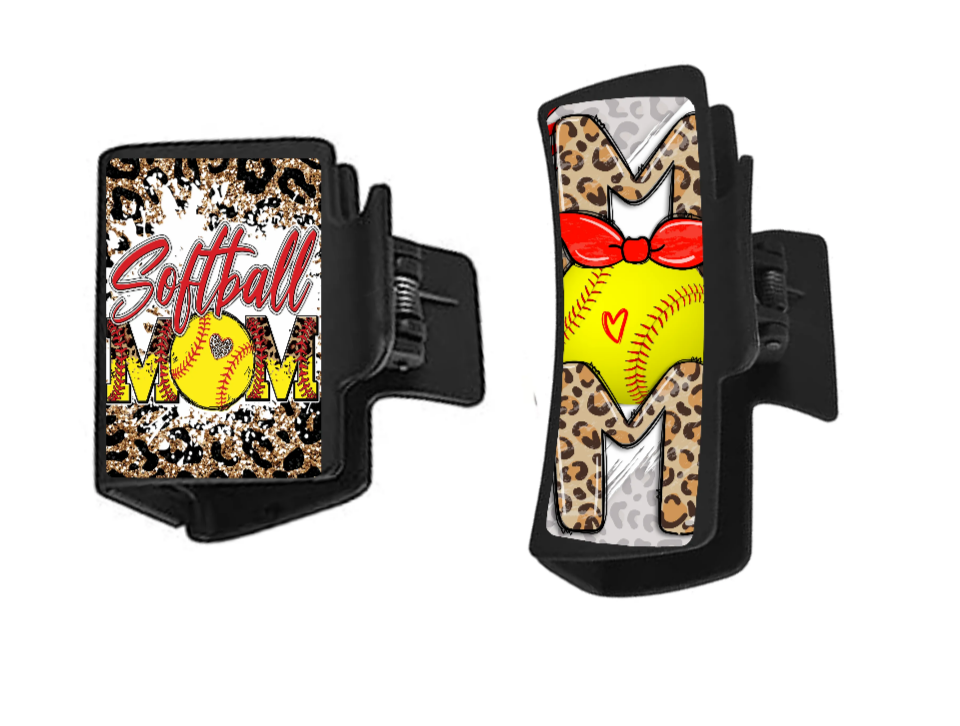 Softball mom claw hair clip - Marcum Custom Graphics