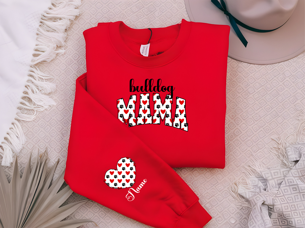 Bulldog Mom Mama shirt personalized sleeve - Marcum Custom Graphics