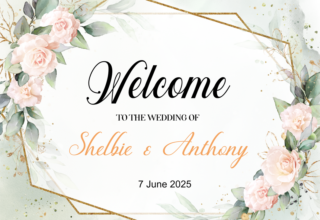 Water Color Floral Welcome Wedding Sign