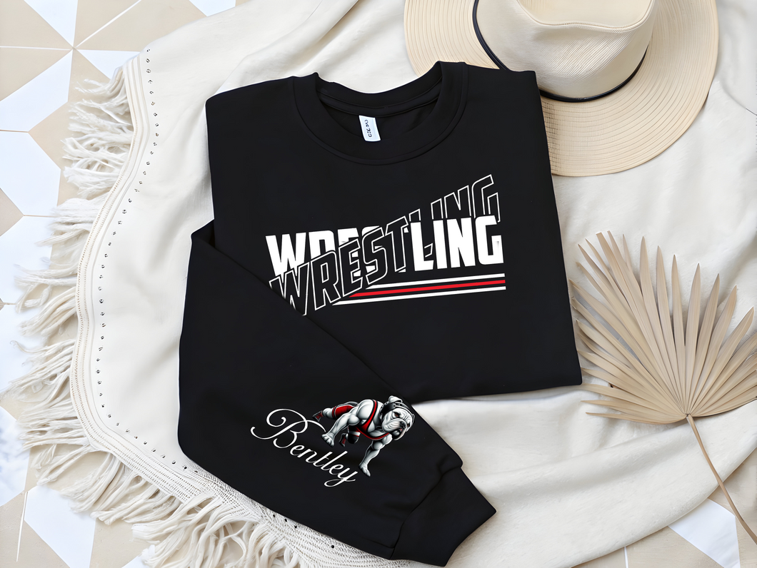 Bulldog Wrestling shirt personalized sleeve