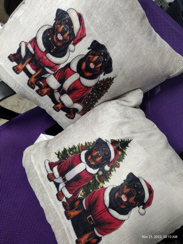 Rottweiler Christmas throw pillows - Marcum Custom Graphics