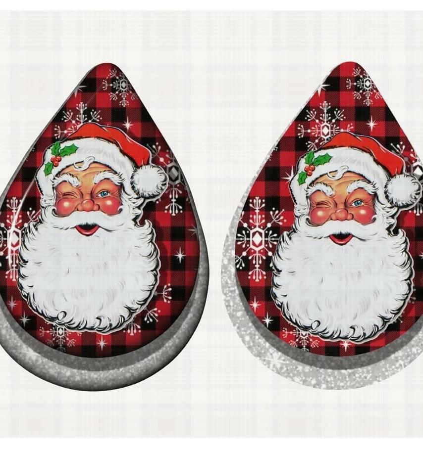 Santa teardrop earrings - Marcum Custom Graphics