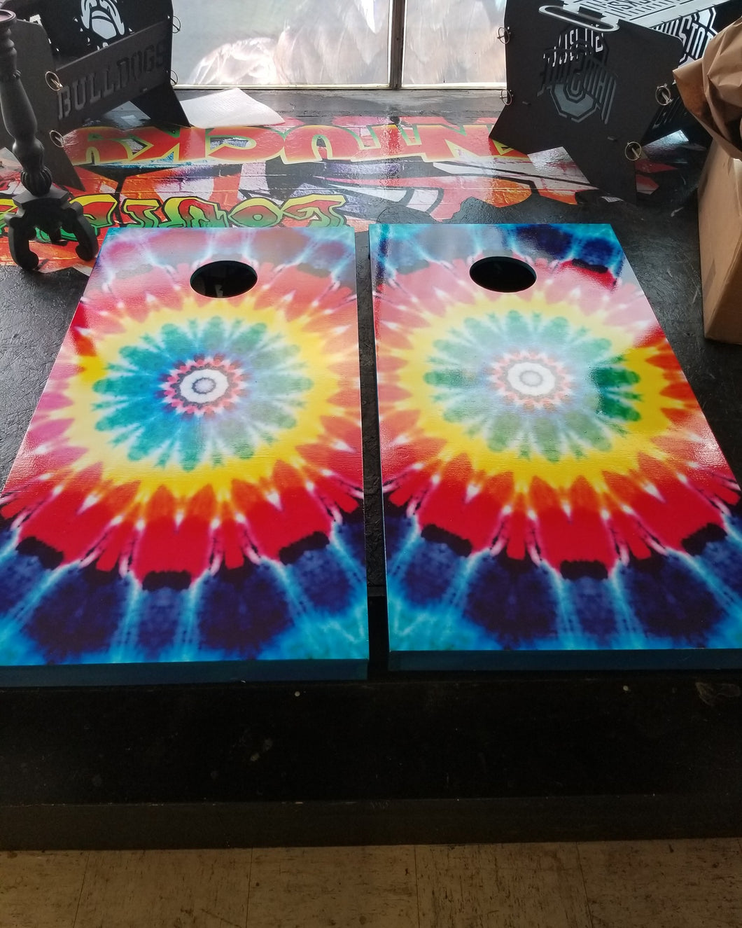 Tye dye cornhole - Marcum Custom Graphics