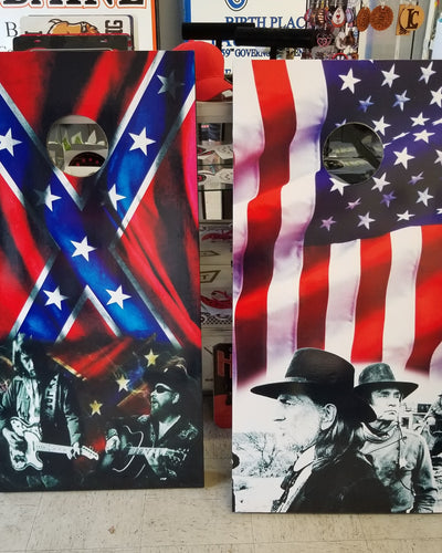 Cash hank willie and Waylon  cornhole - Marcum Custom Graphics