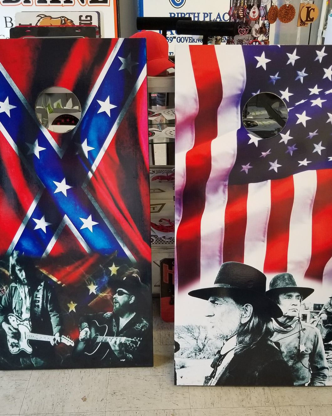 Cash hank willie and Waylon  cornhole - Marcum Custom Graphics