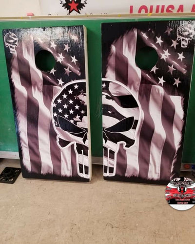 Punisher cornhole - Marcum Custom Graphics