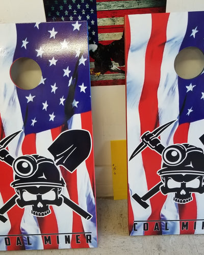 Coal miner cornhole - Marcum Custom Graphics