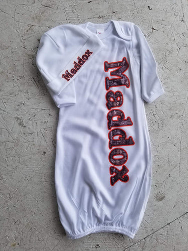 Personalized Baby Gown and cap - Marcum Custom Graphics