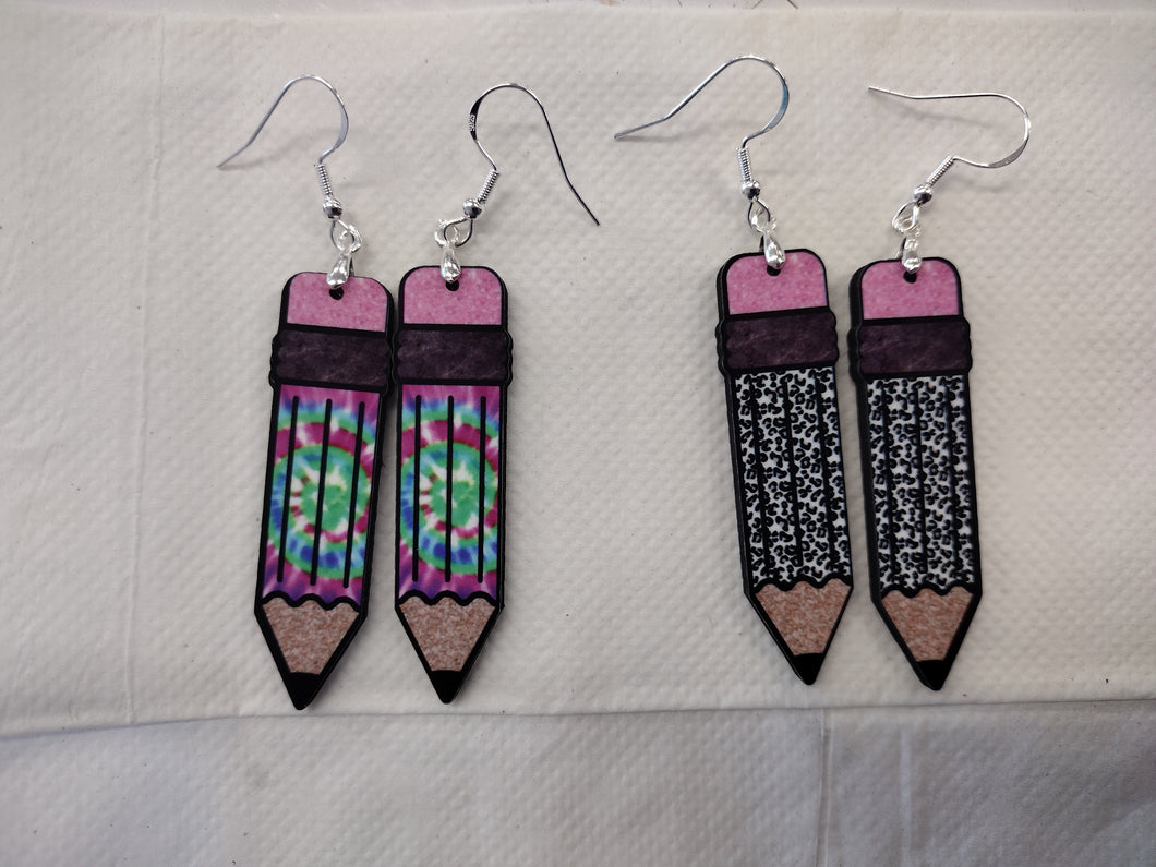 pencil earrings - Marcum Custom Graphics