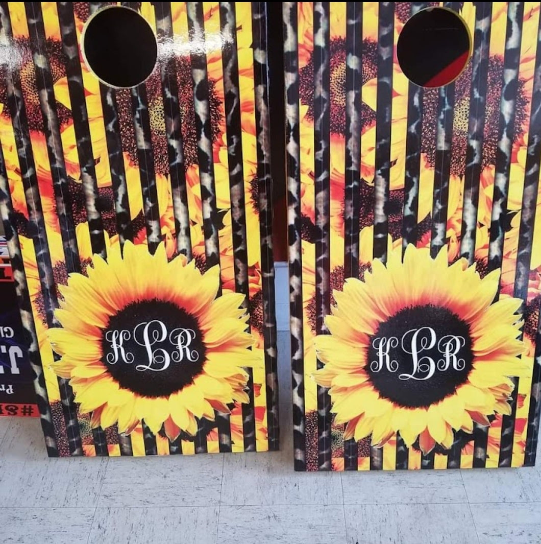 Sunflower cornhole - Marcum Custom Graphics