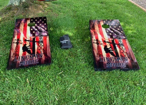 Lineman cornhole - Marcum Custom Graphics