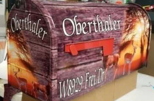 Deer wood scenery mailbox - Marcum Custom Graphics