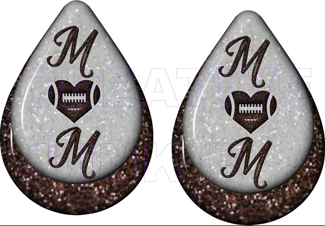 Football teardrop earrings - Marcum Custom Graphics