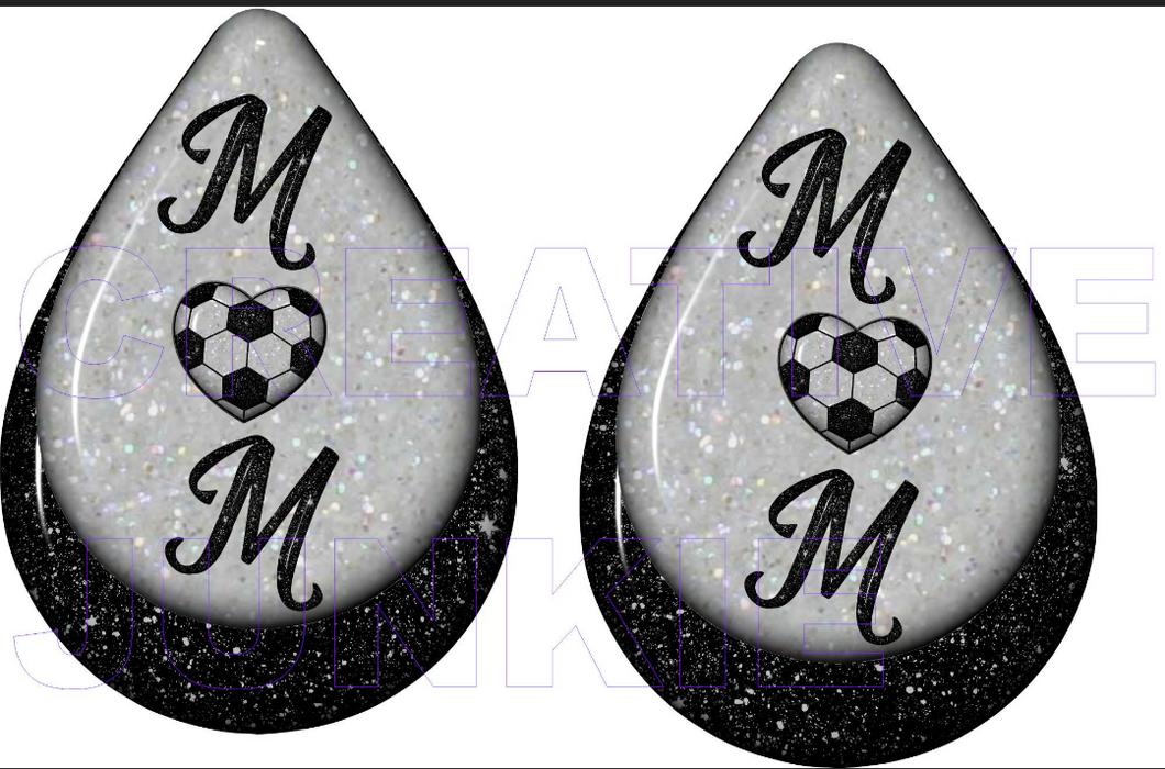 Soccer teardrop earrings - Marcum Custom Graphics