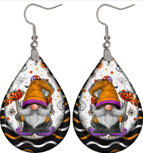Halloween gnome teardrop earrings - Marcum Custom Graphics