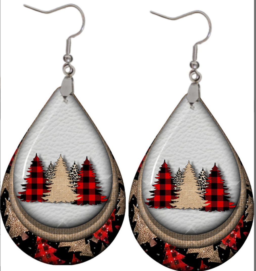 Christmas Tree teardrop earrings - Marcum Custom Graphics