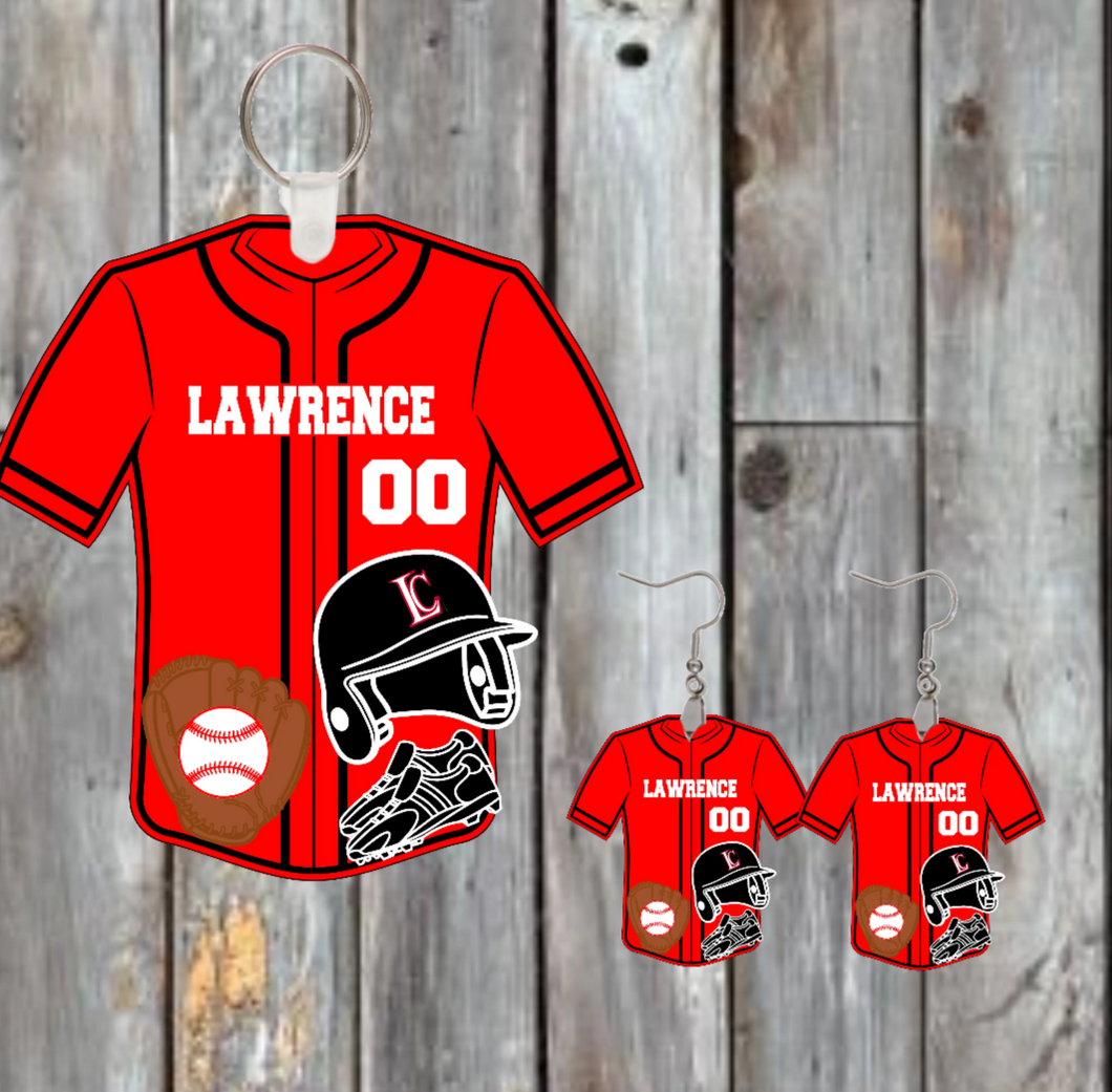 LC baseball keychain, bag tag or earrings bulldogs - Marcum Custom Graphics