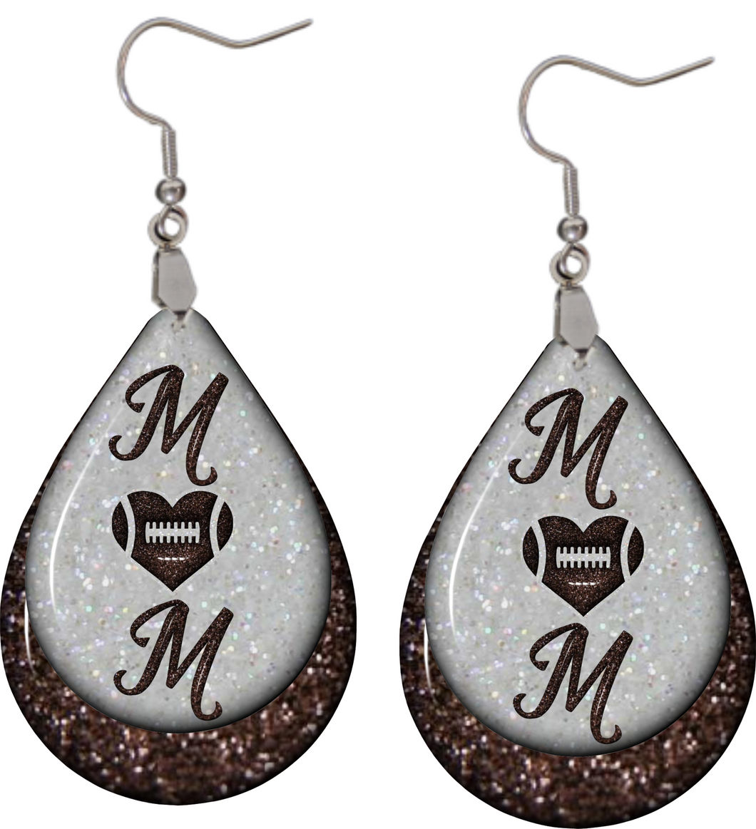 Football teardrop earrings - Marcum Custom Graphics
