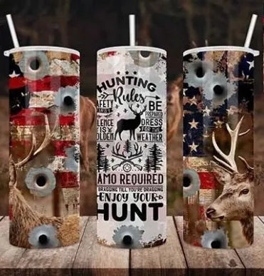 Deer Hunting Rules skinny  Tumbler - Marcum Custom Graphics