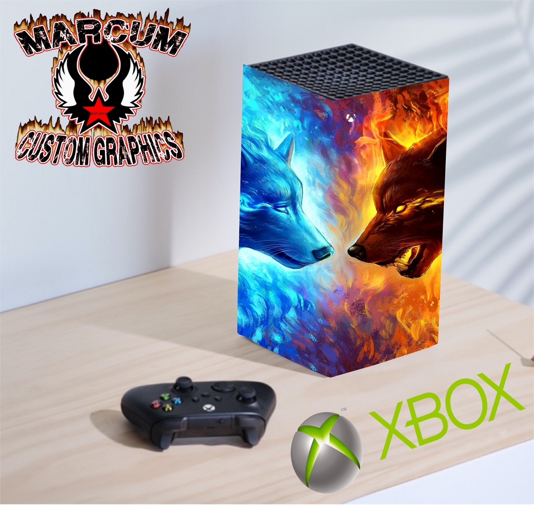 Wolf Fire and Ice  xbox skin - Marcum Custom Graphics